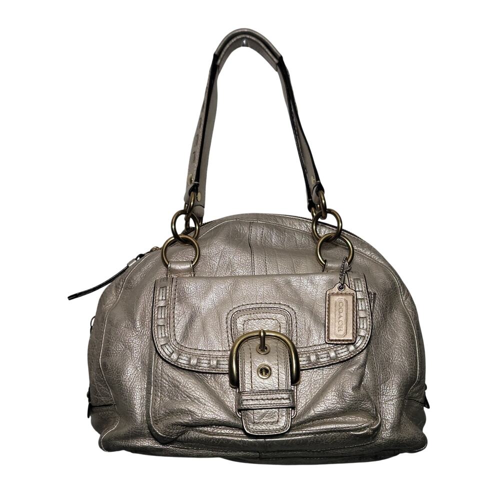 Coach Y2K Soho Courtney Dome Satchel metallic gold leather w/ whipstitch